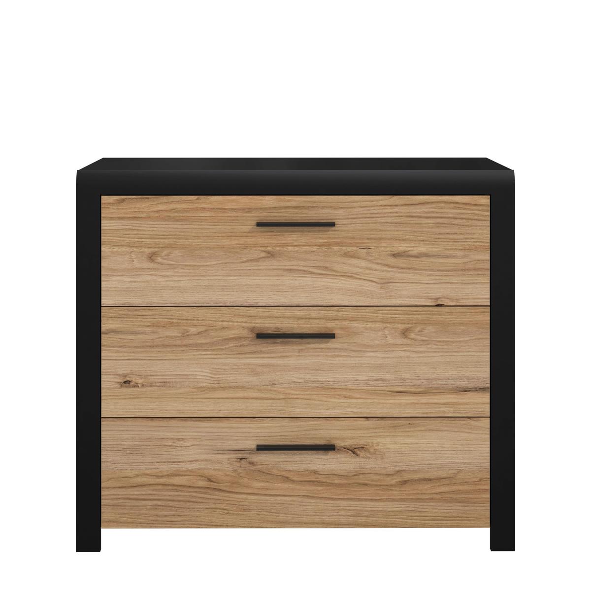 Komoda Dalate - črna/barve hrasta, Moderno, umetna masa/leseni material (101,1/88/41cm) - Mömax