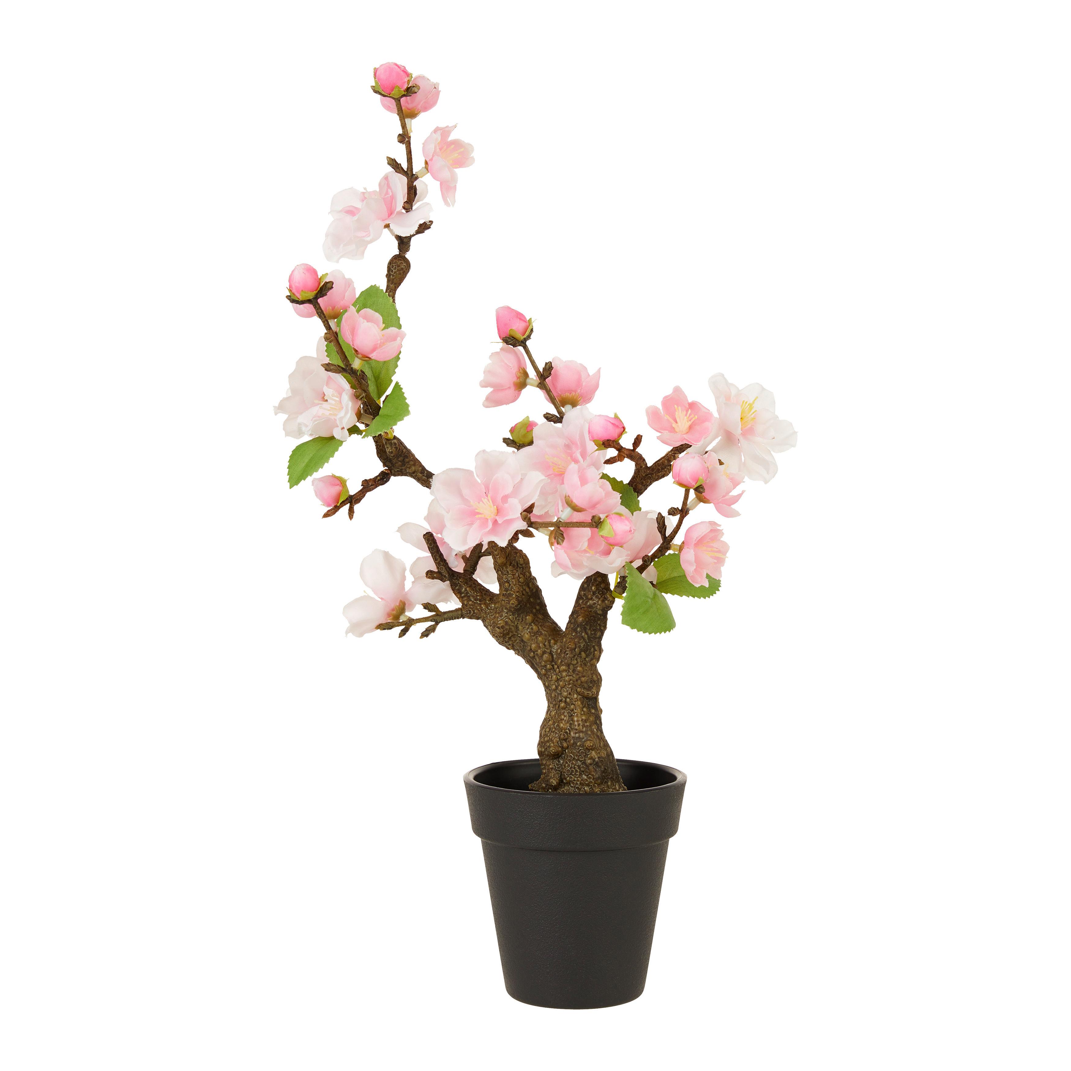 Kunstpflanze Kirschblüten in Rosa ca. 32cm - Schwarz/Rosa, Basics, Kunststoff (32cm) - Modern Living