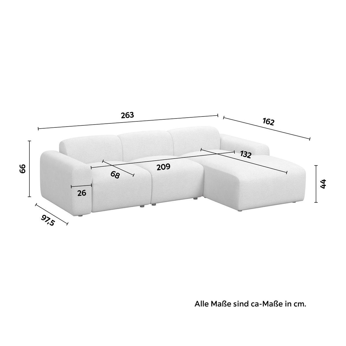 Sarokkanapé Marlo - krémszínű/natúr színű, Modern, textil/fa (263/162cm) - Bessagi Home