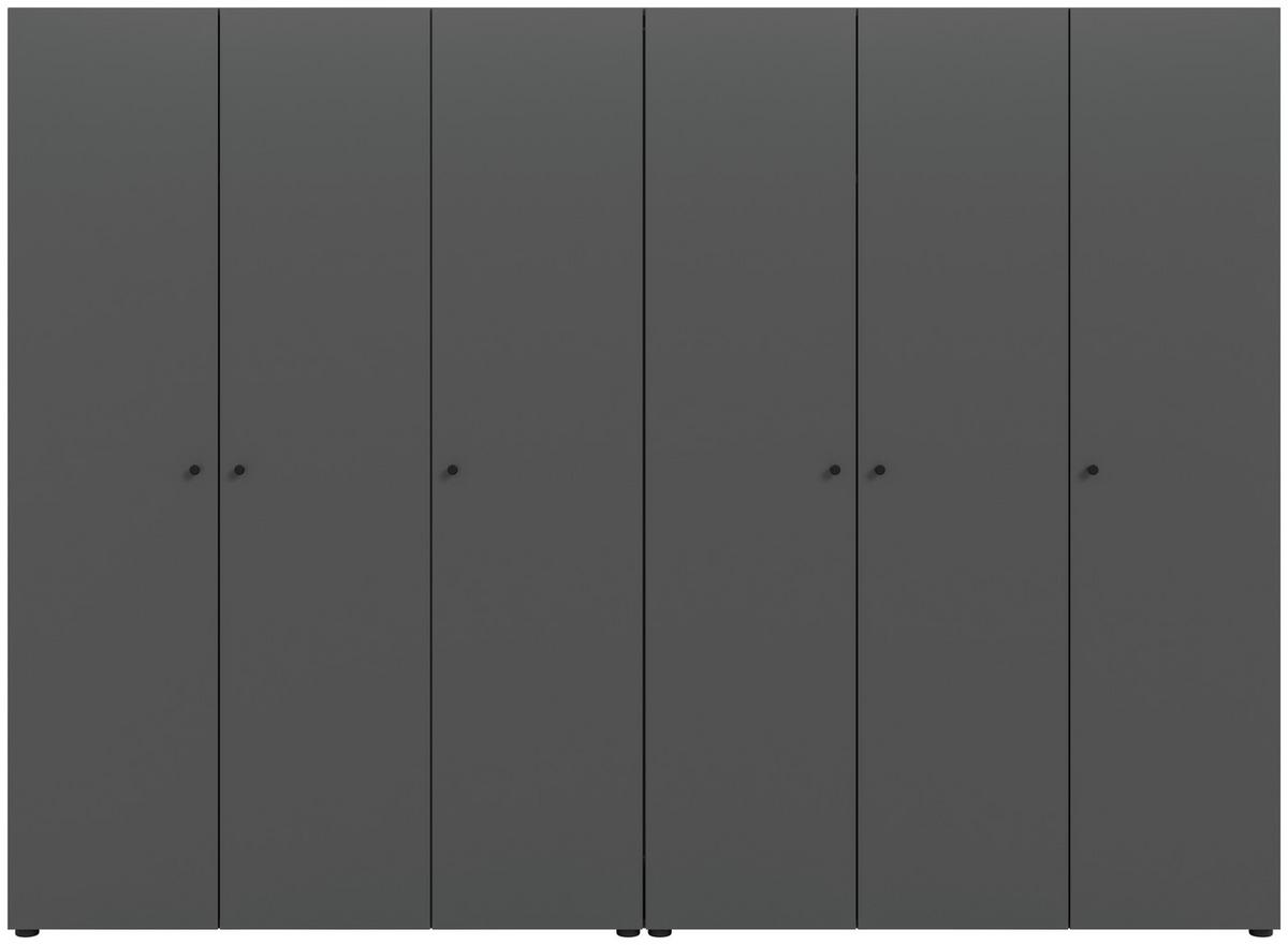 Drehtürenschrank DARWIN ca.240x176x51cm Anthrazit - Anthrazit/Schwarz, MODERN, Holzwerkstoff/Kunststoff (240/176cm) - MID.YOU