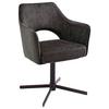 STOEL MET ARMELEUNINGEN VALLETTA - Antraciet/Zwart, Konventionell, Textiel/Metaal (61/85/60cm) - Premium Living
