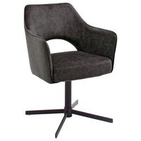 Armlehnstuhl Valletta in Anthrazit Webstoff - Anthrazit/Schwarz, KONVENTIONELL, Textil/Metall (61/85/60cm) - Premium Living