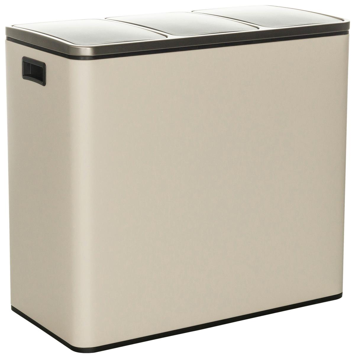 Koš Za Smeti Clean Ix, 3 X 18 L, Bež - črna/bež, Basics, kovina/umetna masa (61/56/31,5cm) - MID.YOU