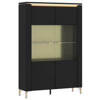 Vitrina Norica, Črna, Zlata - zlate barve/črna, Trend, kovina/steklo (110,4/169,2/40cm)