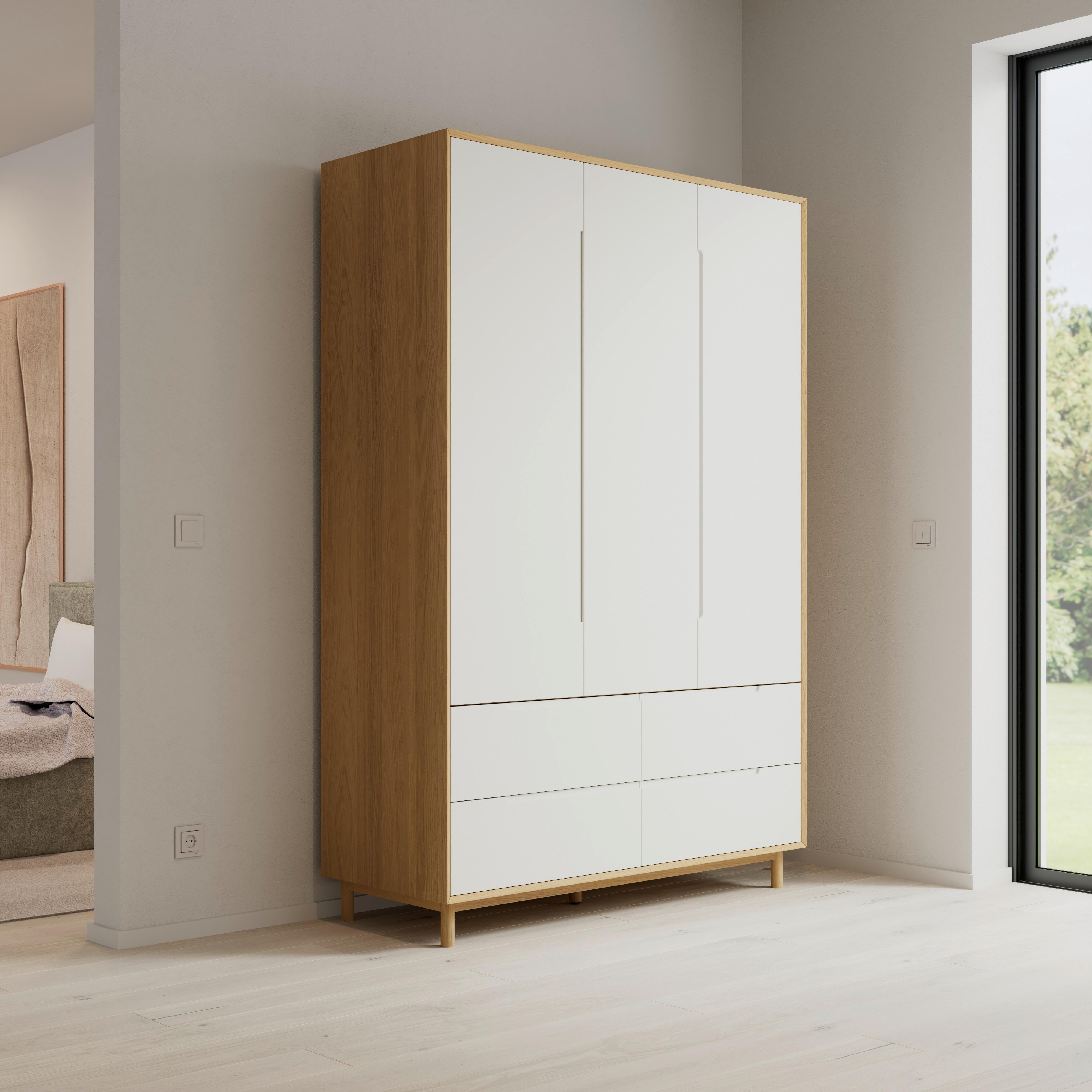 GARDEROB MARLO - vit/ekfärgad, Modern, trämaterial/trä (148/223/60cm) - Bessagi Home