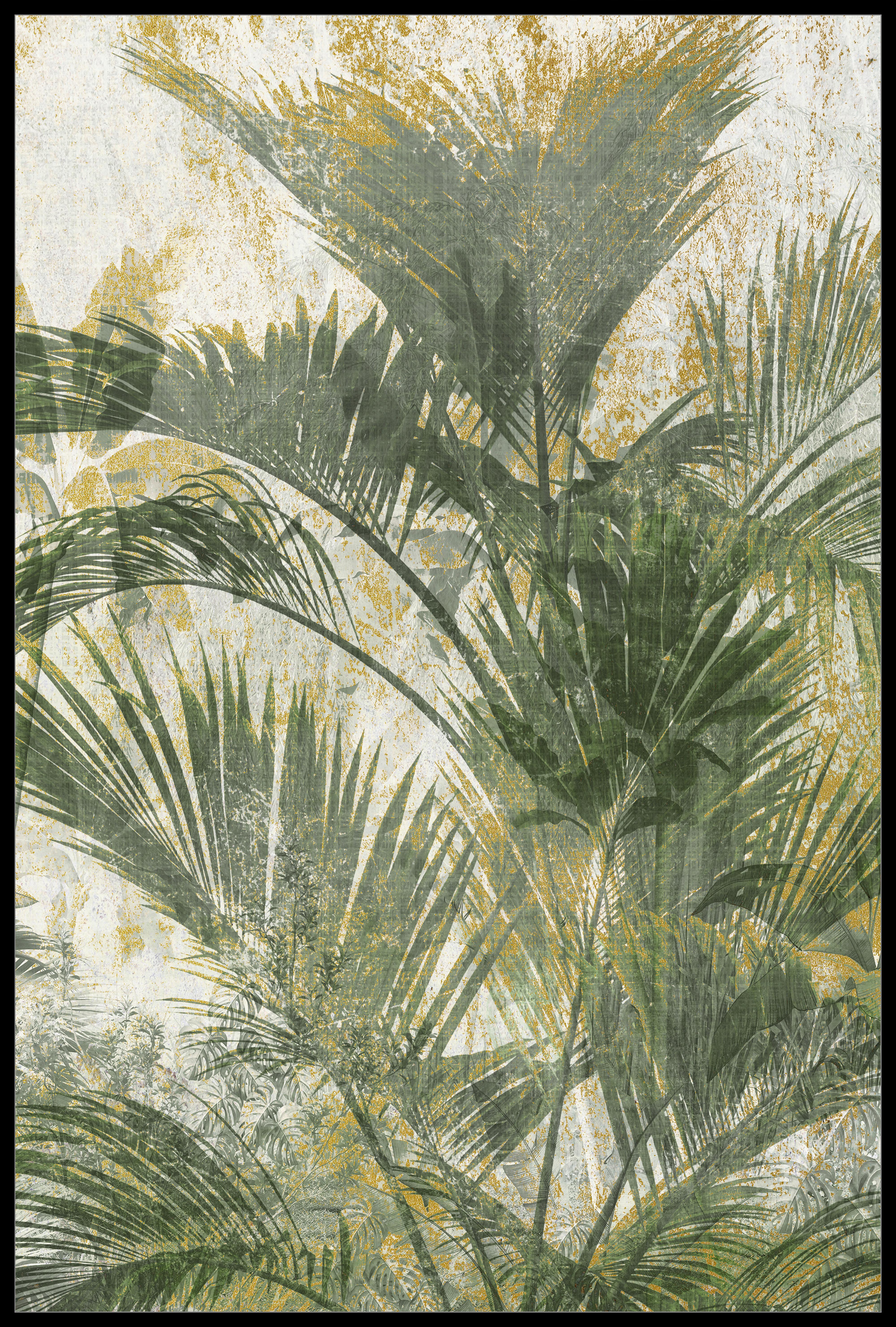 Tablou cu ramă Denise Small cca. 60x90 cm - verde/negru, Modern, plastic/textil (60/90cm) - Premium Living