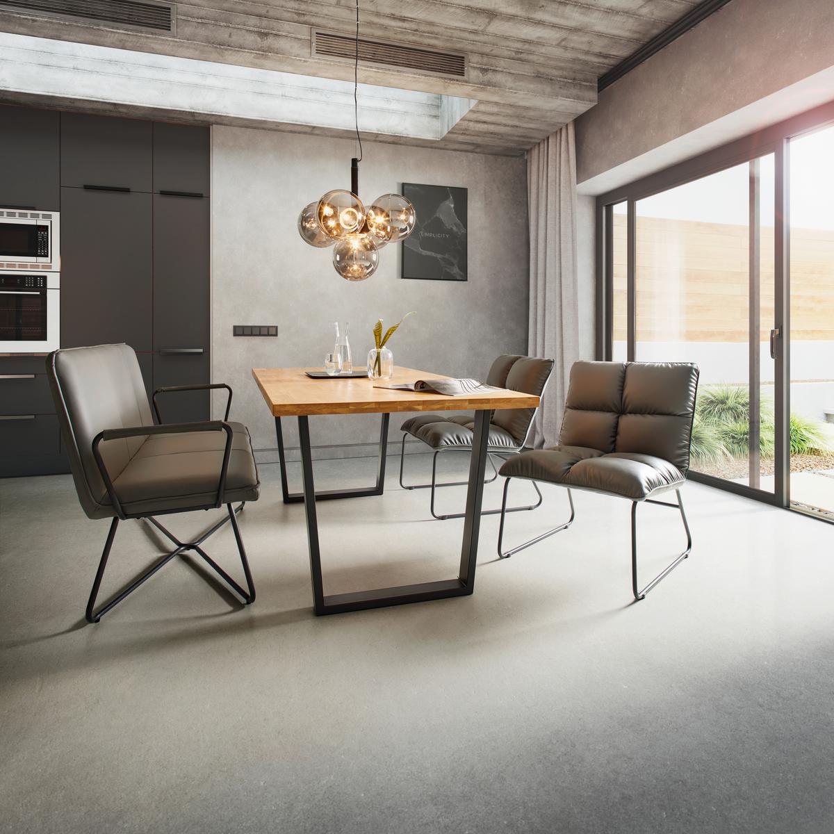 Sitzbank Bosco Grau Lederlook Gepolstert - Schwarz/Grau, MODERN, Holz/Textil (140/90/62cm) - Bessagi Home