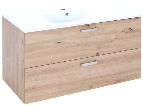 Bază cu lavoar Fresh - alb/stejar Artisan, Konventionell, ceramică/material pe bază de lemn (100/56/46,5cm) - Ondega