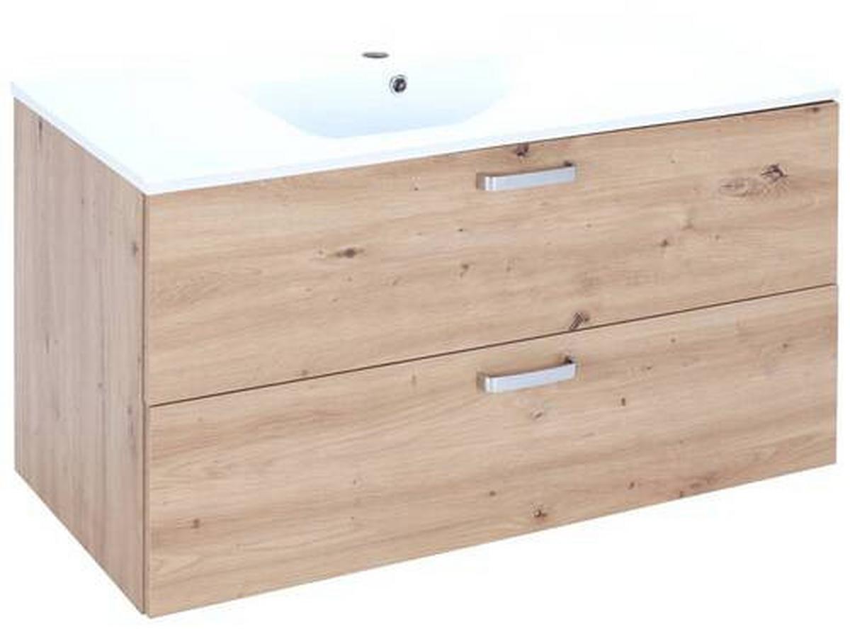 Bază cu lavoar Fresh - alb/stejar Artisan, Konventionell, ceramică/material pe bază de lemn (100/56/46,5cm) - Ondega