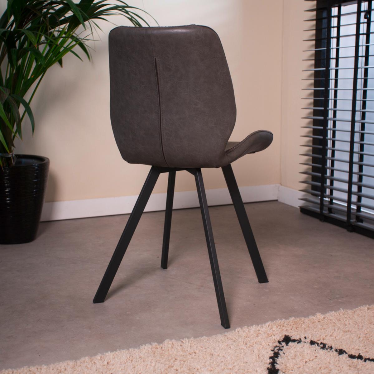 Stuhl-Set Barona 4er-Set Anthrazit Lederlook - Anthrazit/Schwarz, MODERN, Textil/Metall (44/80/55cm) - MID.YOU