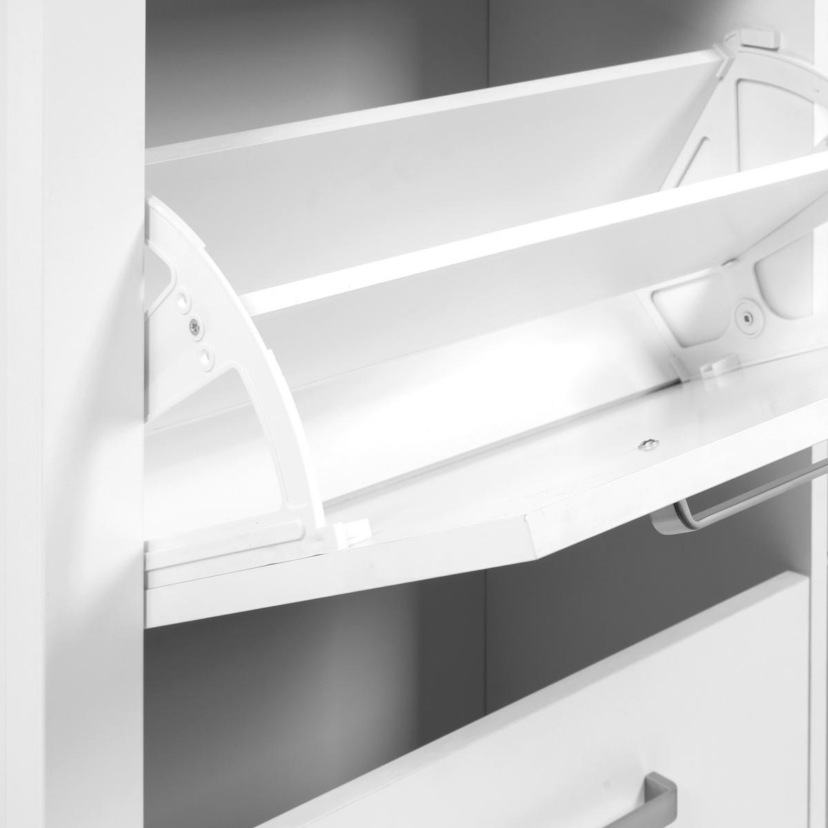 Schuhkipper Sicilia Weiß/Eiche - Silberfarben/Weiß, ROMANTIK / LANDHAUS, Holzwerkstoff/Metall (103/129/45cm) - Mömax