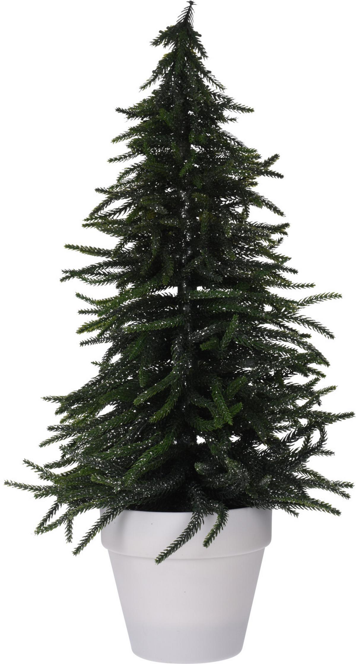 Dekor Műfenyő X-Mas Tree - sötétzöld/fehér, Natur, műanyag (58cm)
