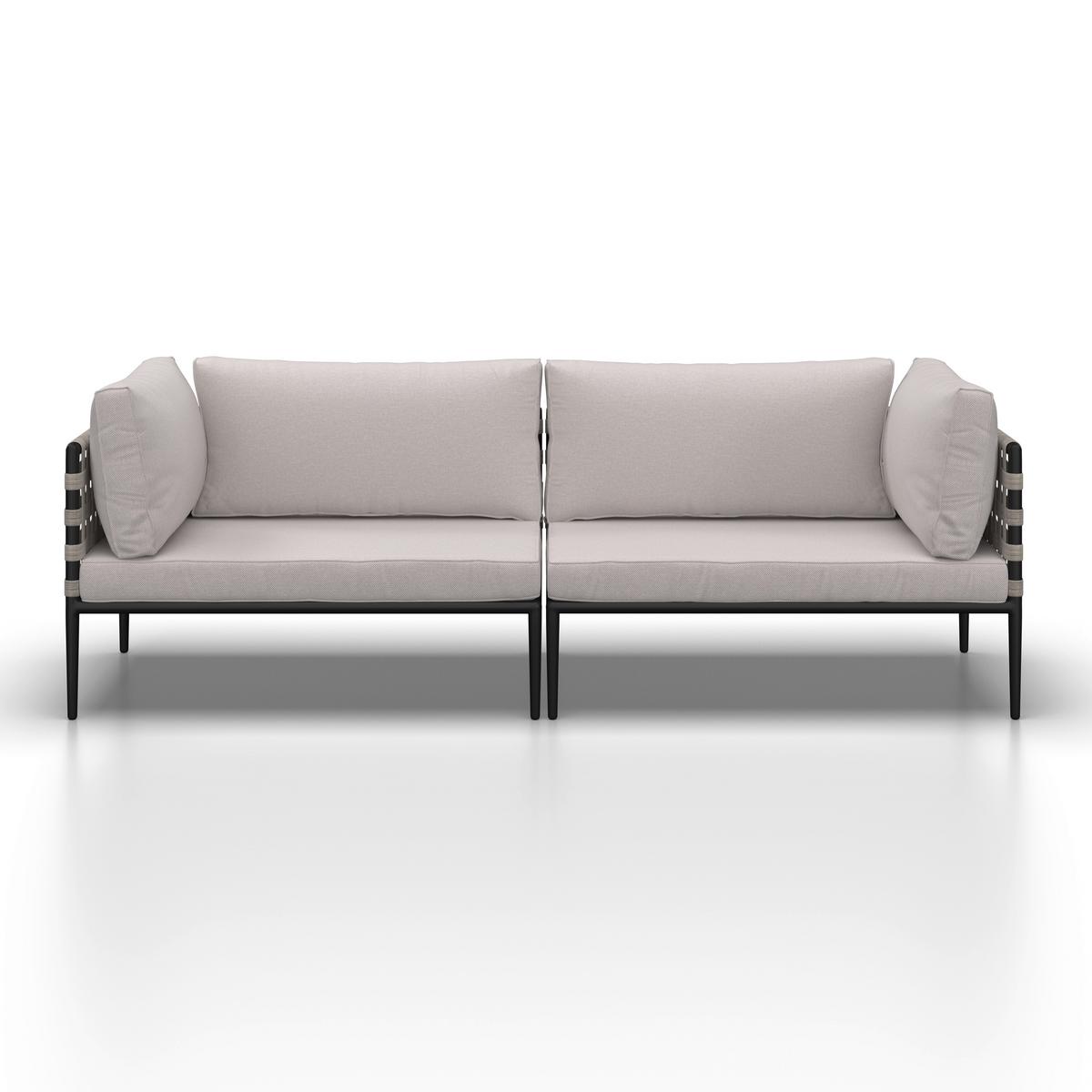 KOMPLET MEBLI TARASOWYCH ENJA - jasnoszary/czarny, Modern, tworzywo sztuczne/metal (104/60/70cm) - Bessagi Garden