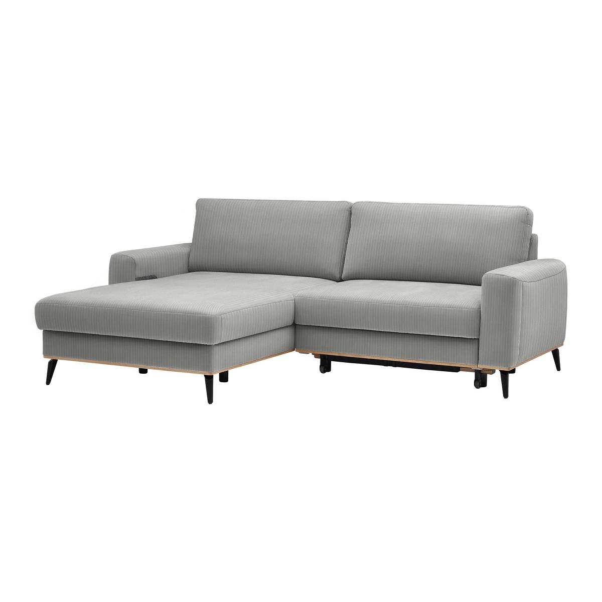 Wohnlandschaft Romeo Grau - Schwarz/Grau, KONVENTIONELL, Textil/Metall (167/87/234cm) - Zandiara