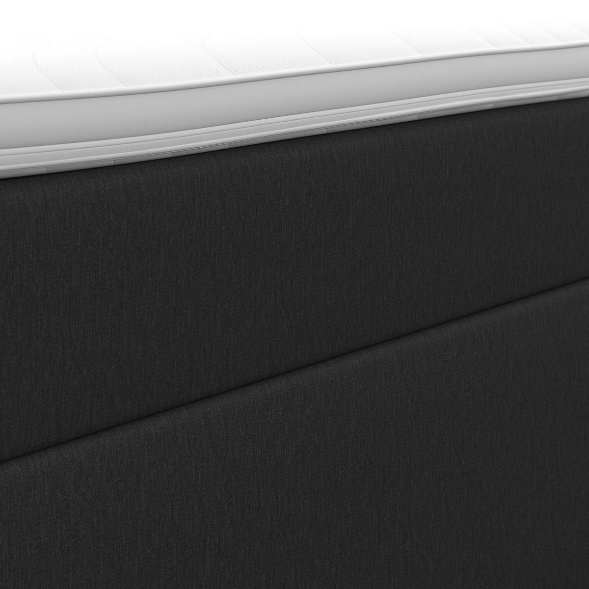 Boxbett Polo ca. 90x200 cm Dunkelgrau mit Topper - Dunkelgrau/Schwarz, Modern, Holz/Kunststoff (90/200cm) - Bessagi Home
