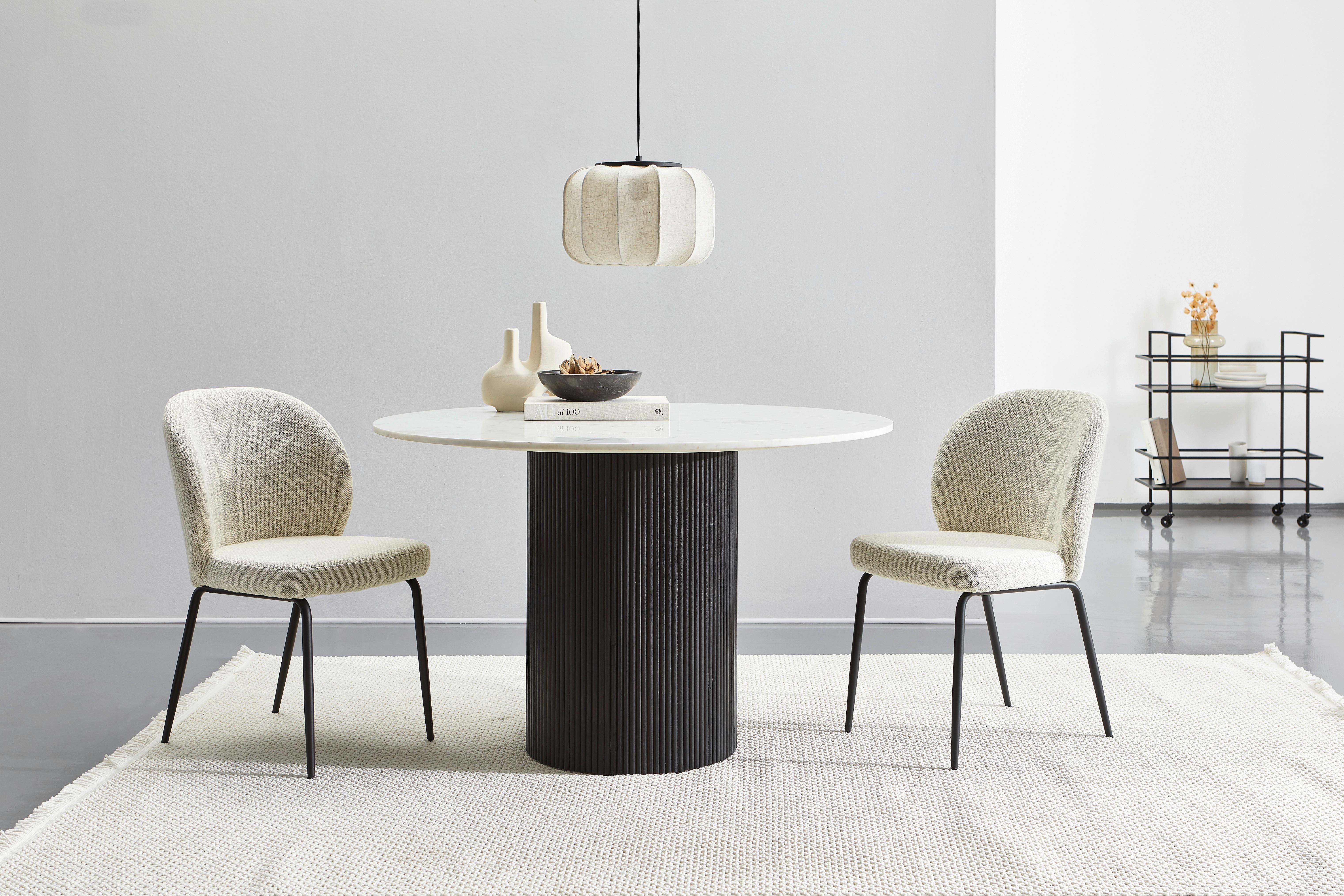 STÓŁ DO JADALNI STUTTGART M - czarny/biały, Modern, kamień/drewno (120/120/76cm) - Livetastic