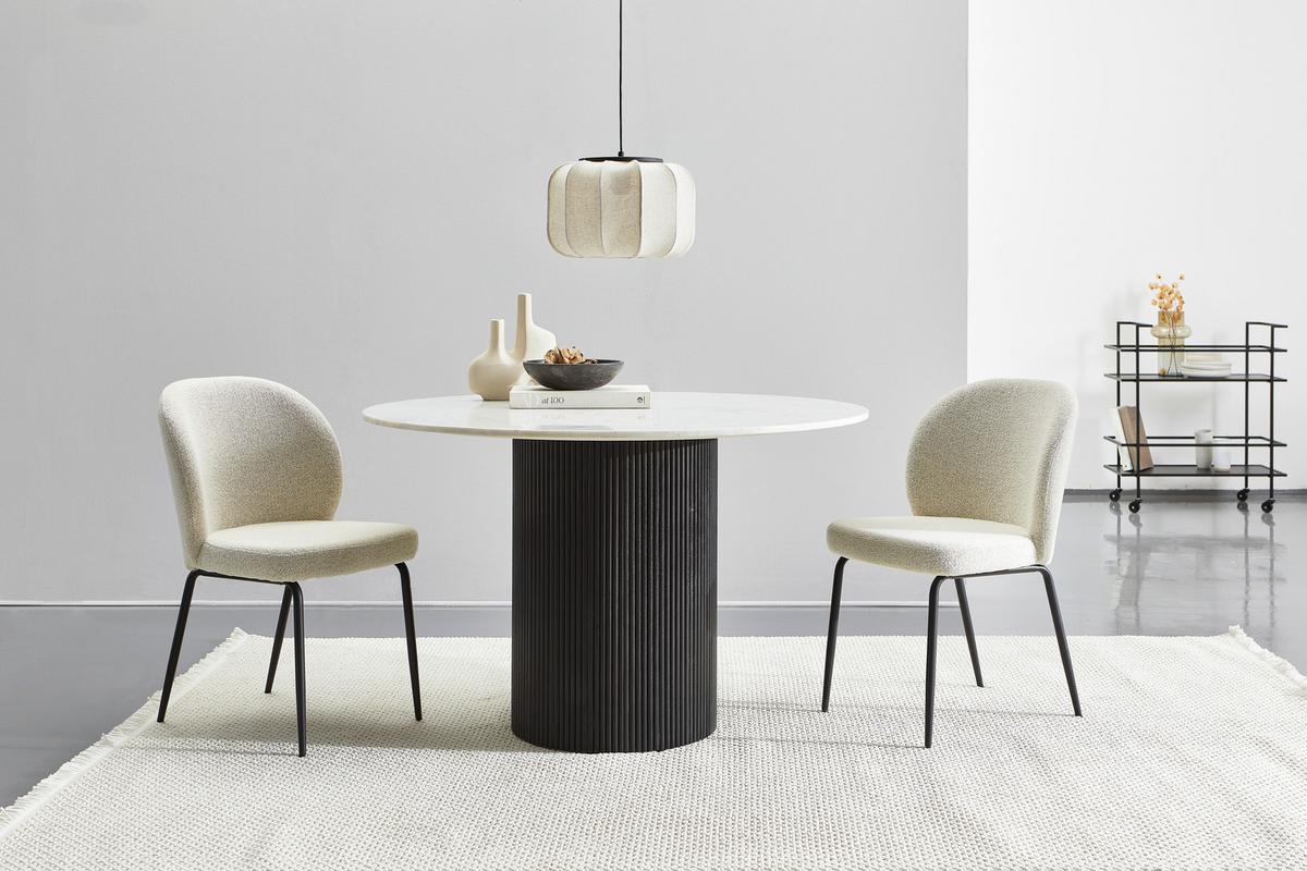 STÓŁ DO JADALNI STUTTGART M - czarny/biały, Modern, kamień/drewno (120/120/76cm) - Livetastic