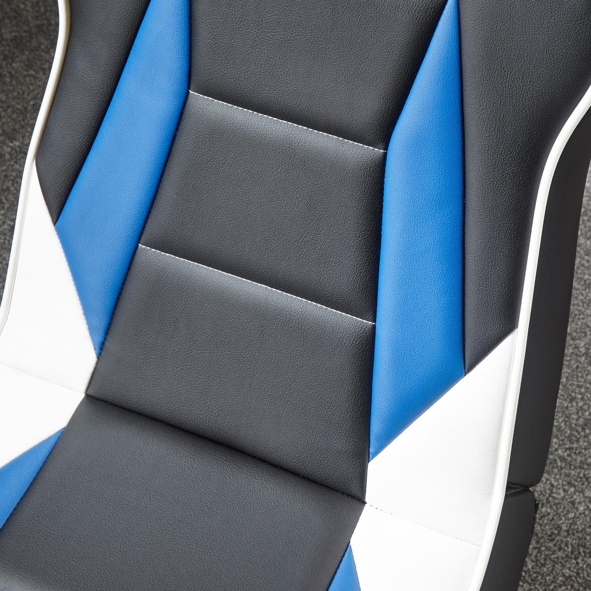 Gamingsessel Playstation ca. 42x68x74cm Weiß/Blau/Schwarz - Blau/Schwarz, MODERN, Leder/Holzwerkstoff (42/68/74cm) - X Rocker