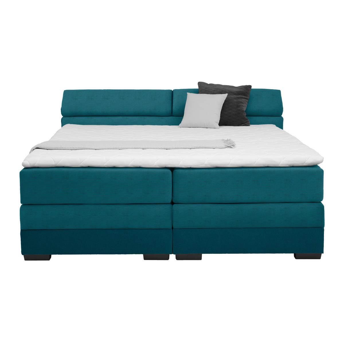 Boxspringbett Sevilla Petrol ca. 180x200cm - Petrol/Schwarz, KONVENTIONELL, Holz/Kunststoff (180/200cm) - Premium Living
