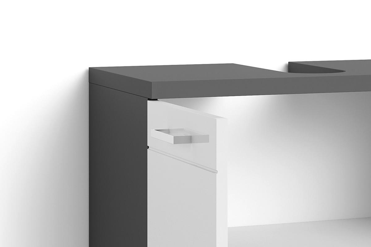Waschbeckenunterschrank Nebras ka ca60x59x31cm Anthrazit/Weiß - Chromfarben/Weiß Hochglanz, MODERN, Holzwerkstoff/Kunststoff (60/59/31,5cm) - MID.YOU