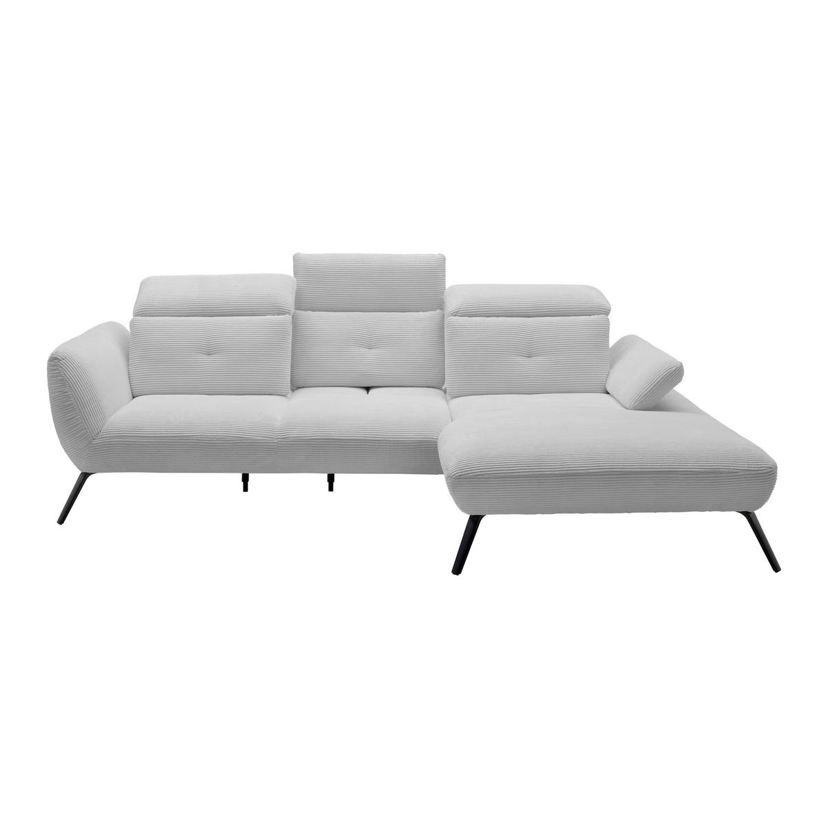 Wohnlandschaft Seattle Hellgrau - Hellgrau/Schwarz, MODERN, Holzwerkstoff/Textil (301/196cm) - Premium Living