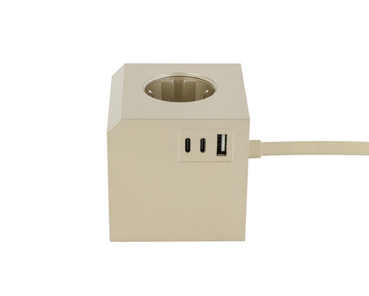 KOSTKA ZASILAJĄCA PLUG BOX - kolor złoty, Basics, tworzywo sztuczne (7,5/7,5/7,5cm) - Mican