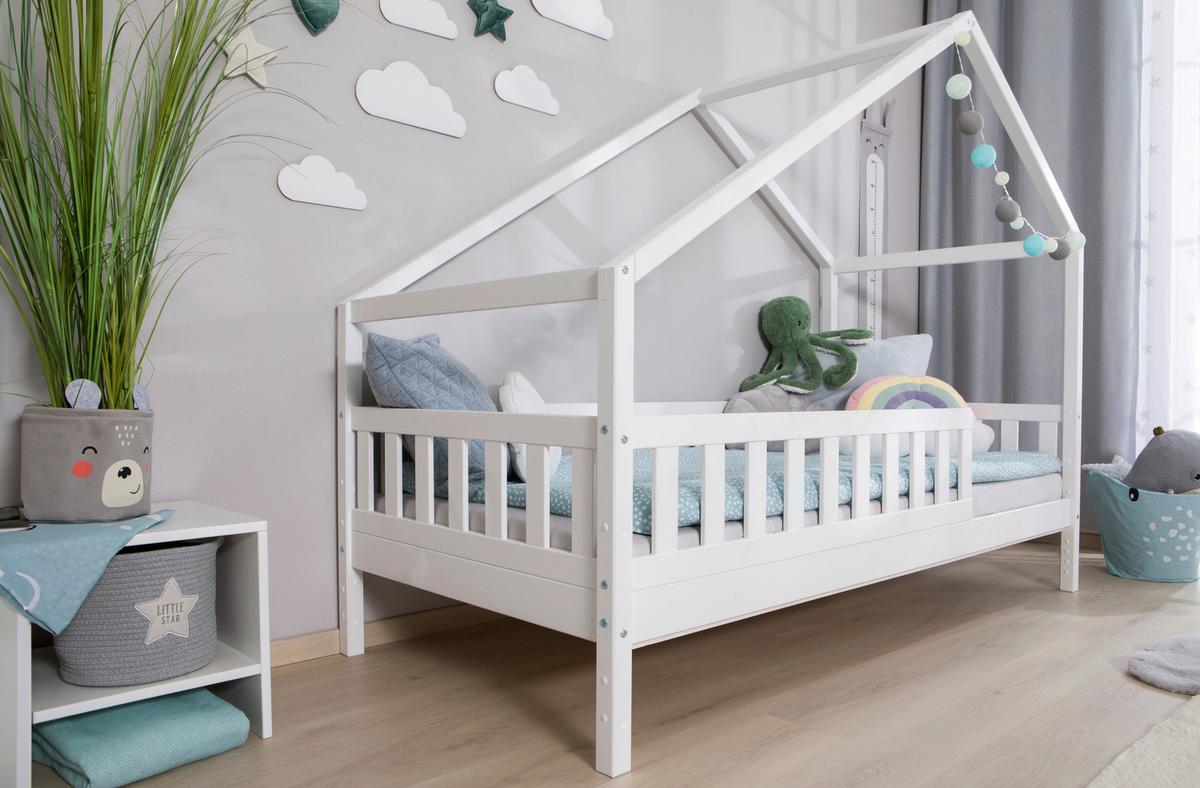 Hausbett Lou ca. 90x200 cm Holz Weiß - Naturfarben/Weiß, MODERN, Holz (90/200cm) - MID.YOU