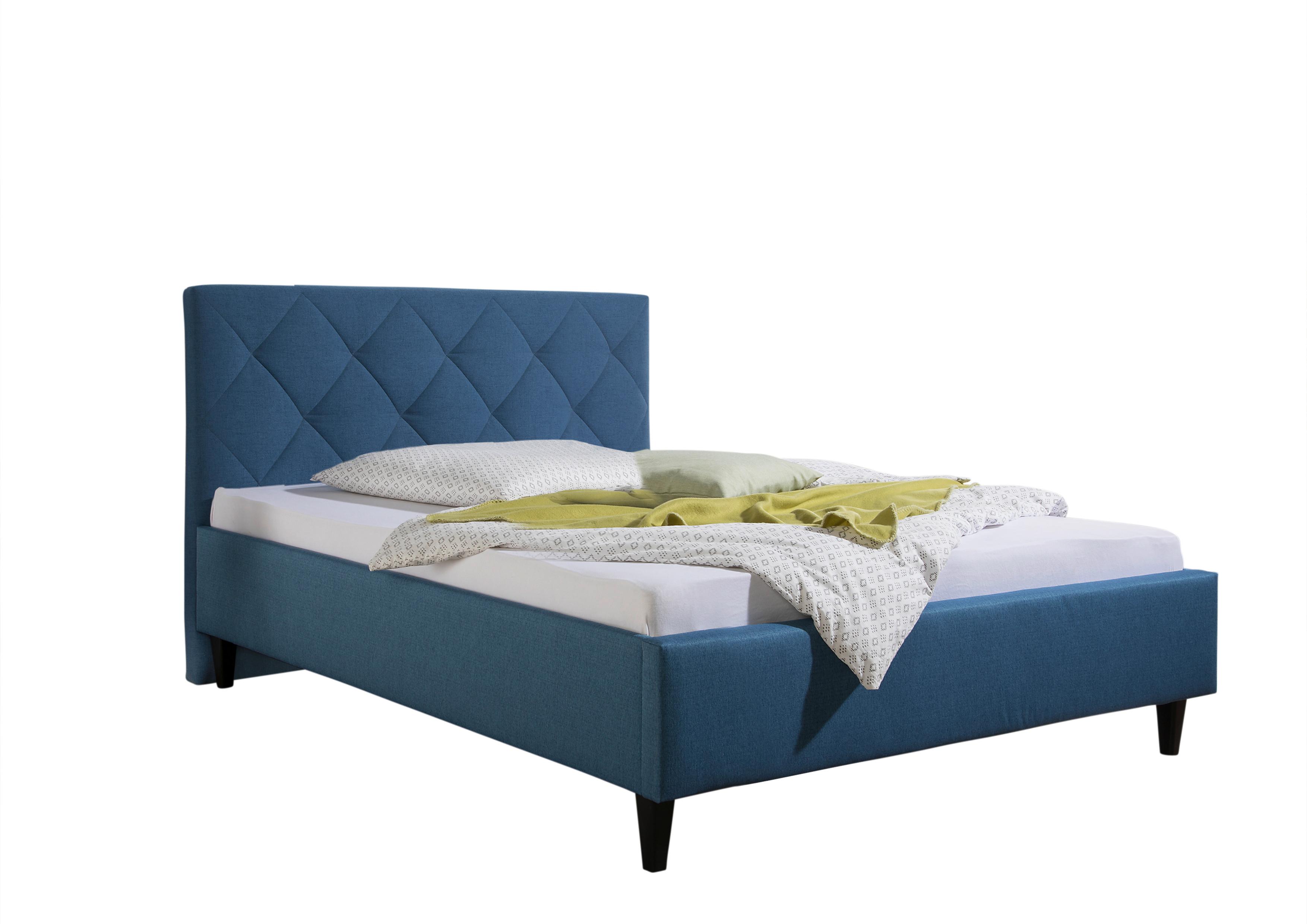 Polsterbett Aiken Blau ca. 140x200 cm - Blau/Schwarz, MODERN, Holz/Textil (140/200cm) - Livetastic