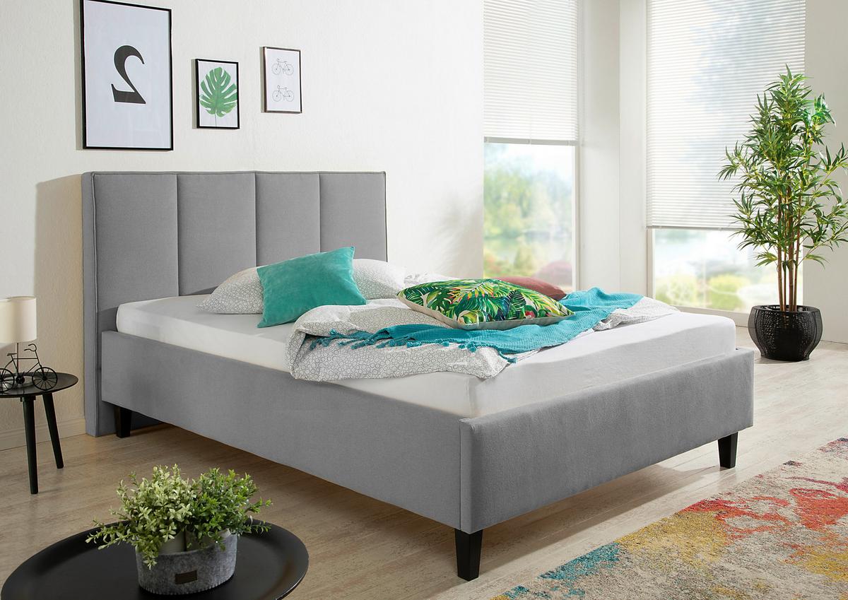 Polsterbett Avola Grau ca. 140x200 cm - Schwarz/Grau, MODERN, Holz/Textil (140/200cm) - Livetastic