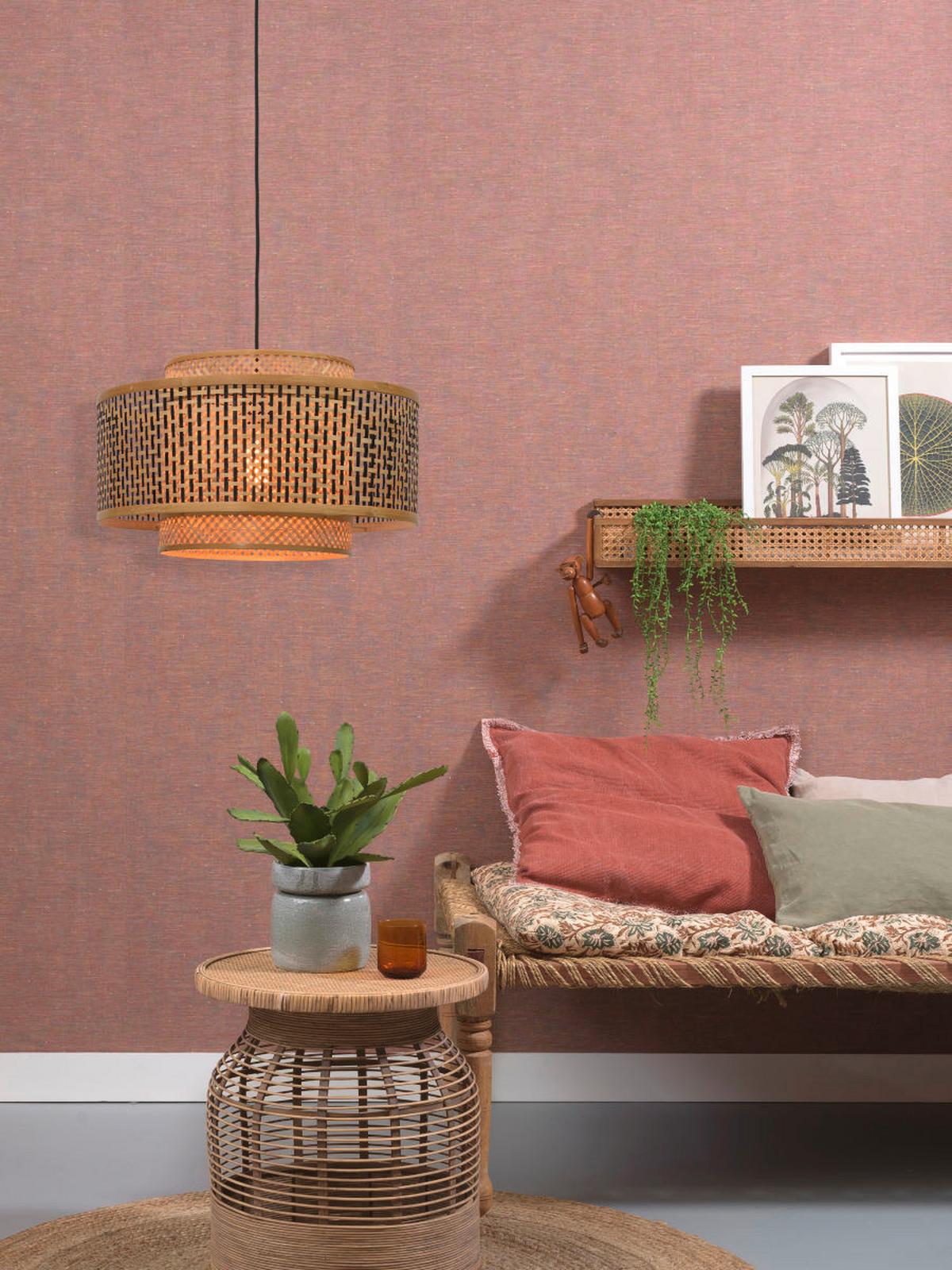 Viseča Svetilka Bhutan, Črna, Bambus - črna/rjava, Design, naravni materiali (53/236,5/53cm) - Good & Mojo