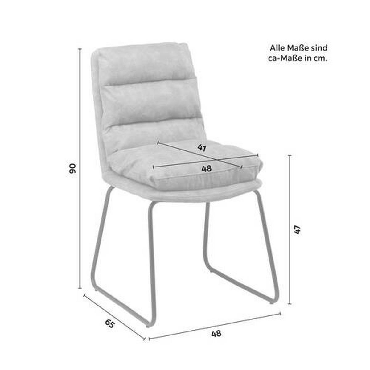 Stuhl Kona Grau Mikrofaser Gepolstert - Schwarz/Grau, MODERN, Holz/Textil (48/90/65cm) - Bessagi Home