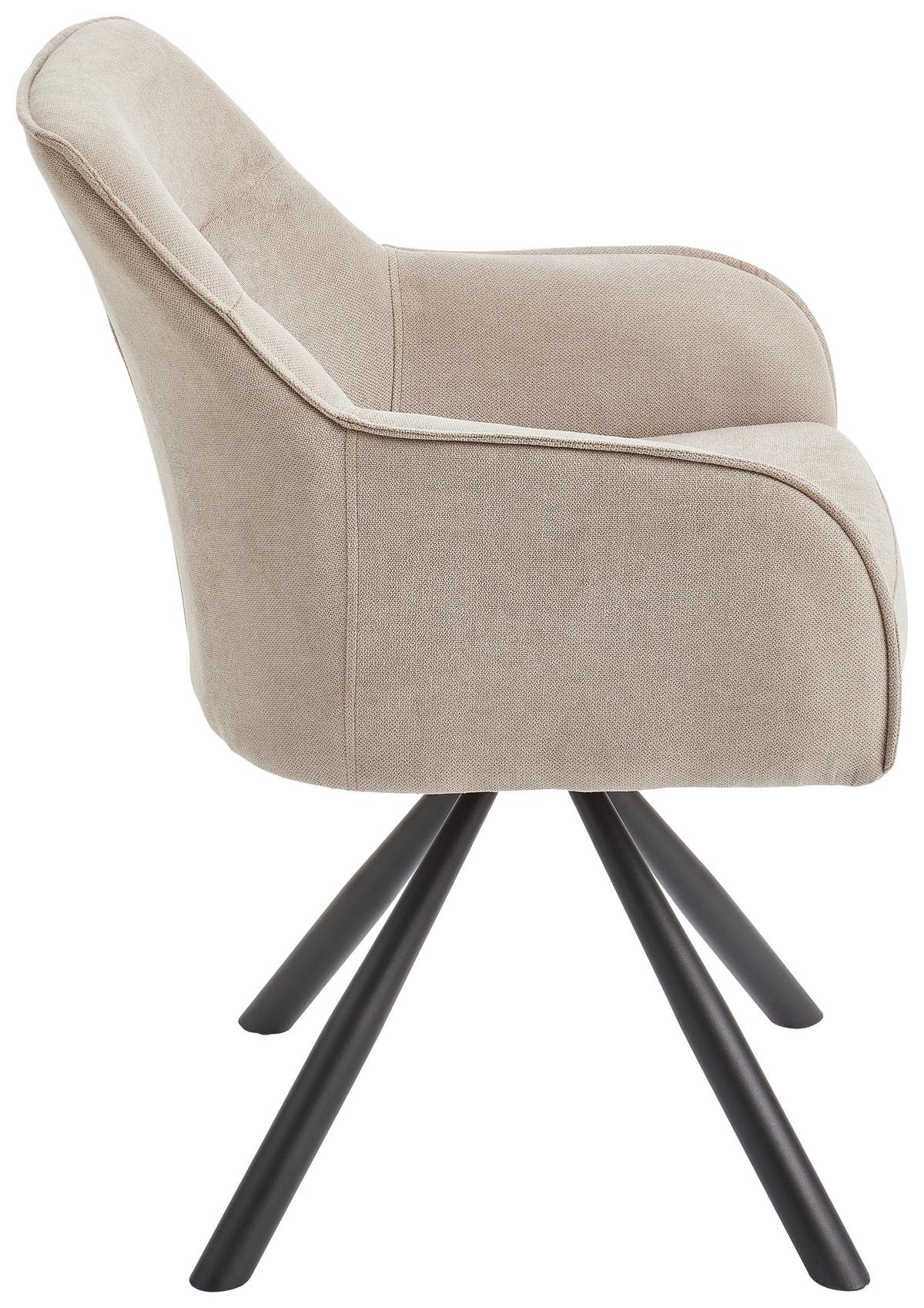 KRZESŁO Z PODŁOKIETNIKAMI ANNA - czarny/taupe, Modern, metal/tkanina (61/86/62cm) - Livetastic