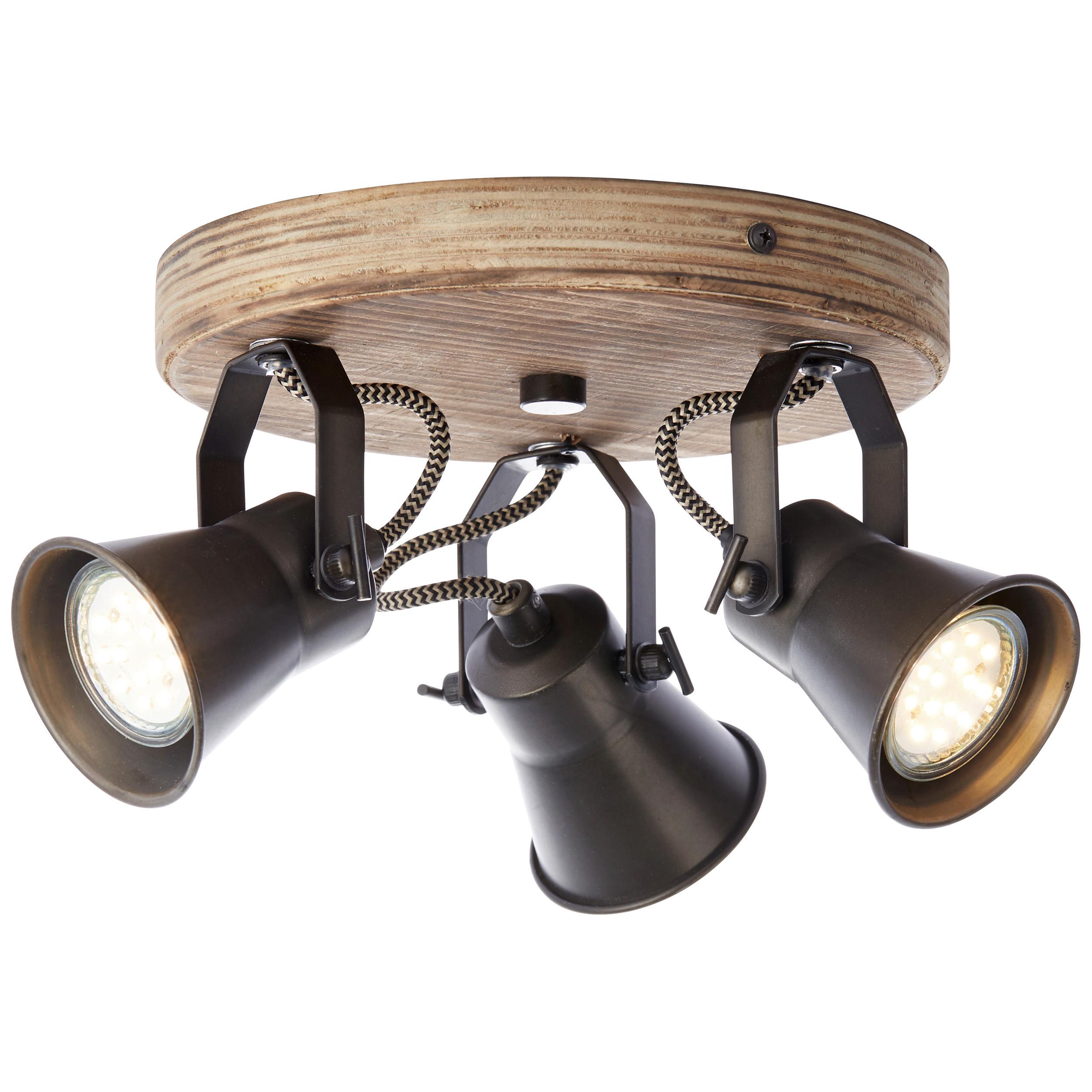 Deckenleuchte Seed Schwarz/Hellbraun max. 5 Watt - Hellbraun/Schwarz, Natur, Holz/Metall (28/13cm) - Brilliant