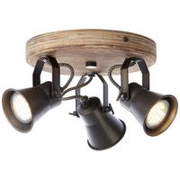 Deckenleuchte Seed Schwarz/Hellbraun max. 5 Watt - Hellbraun/Schwarz, Natur, Holz/Metall (28/13cm) - Brilliant