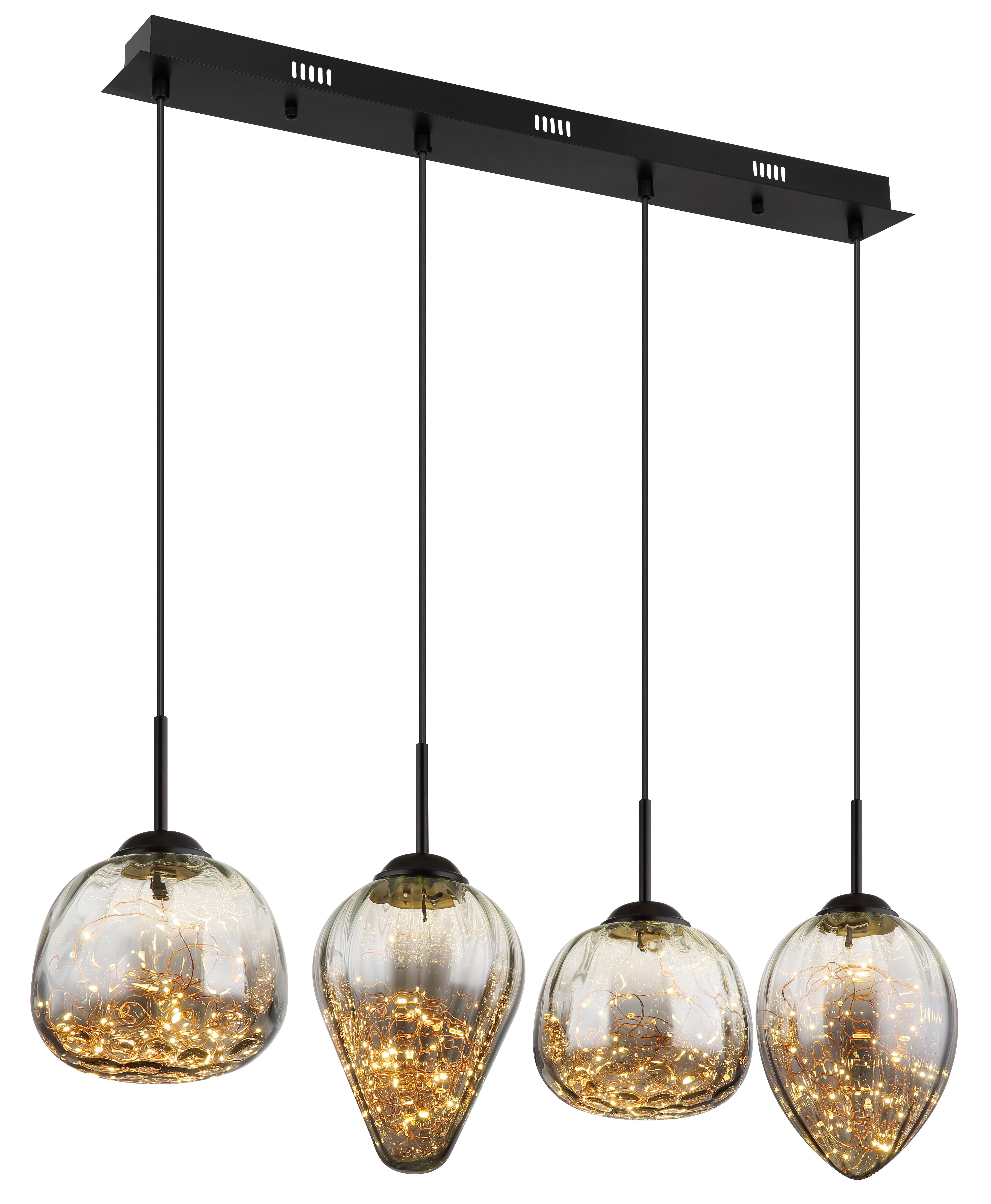 LED-HÄNGELEUCHTE 15642-4 - Klar/Schwarz, Design, Glas/Metall (91/20/120cm) - Globo
