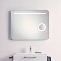 Wandspiegel Silberfarben inkl. LED 'Mirror' - Silberfarben/Grau, Basics, Glas/Holzwerkstoff (80/62/10cm)