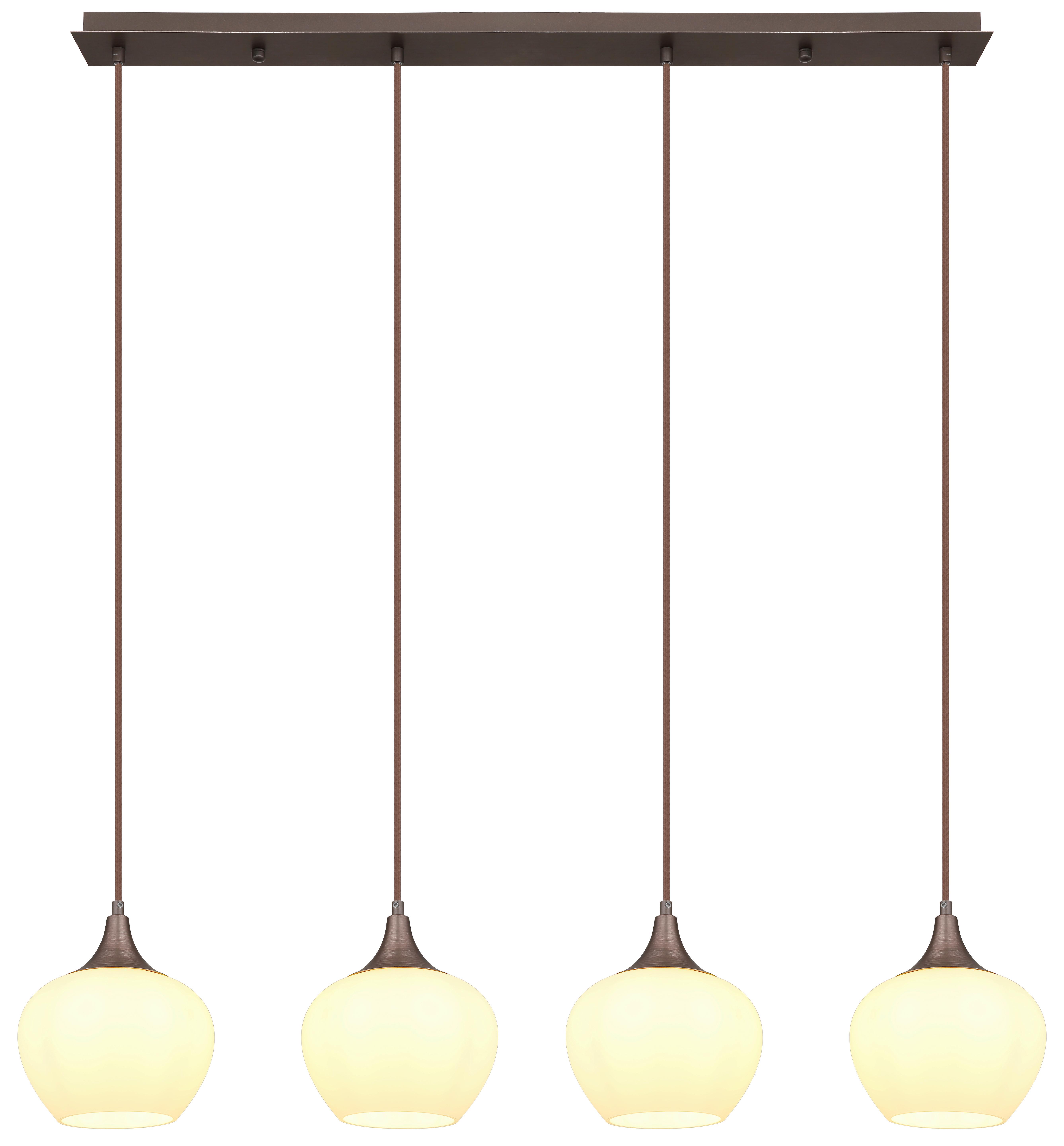 Hängeleuchte Maxy Braun/Schwarz max. 40 Watt - Opal/Schwarz, KONVENTIONELL, Glas/Textil (100/18/120cm) - Globo