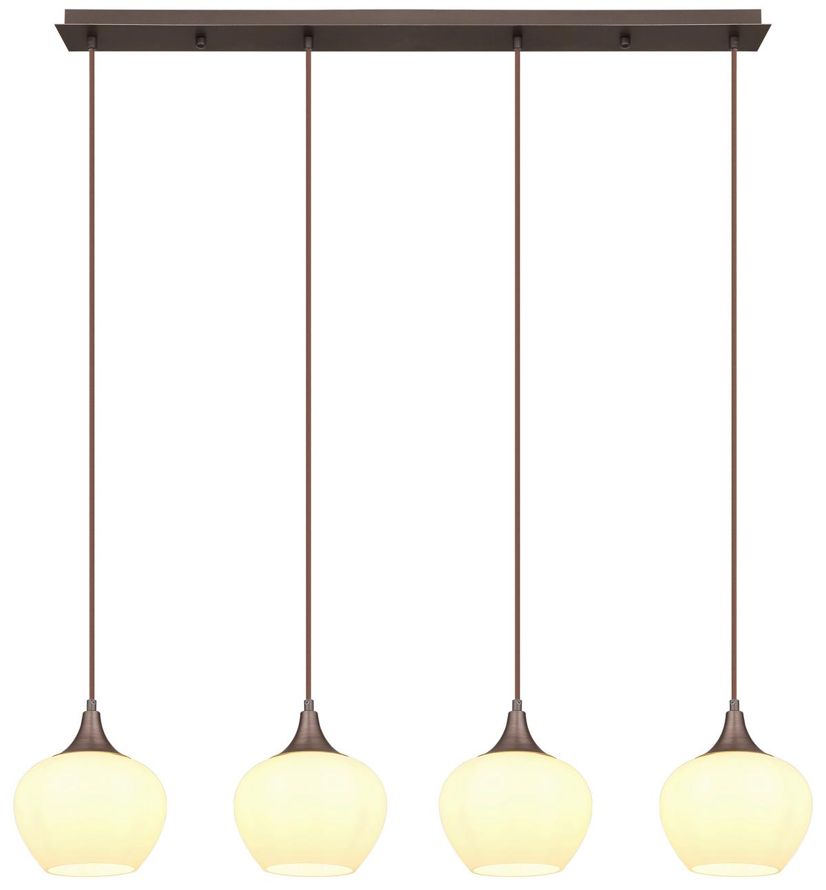 HÄNGELEUCHTE 15548-4HC - Opal/Schwarz, Konventionell, Glas/Textil (100/18/120cm) - Globo