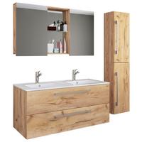 Badezimmer Budasi 4-tlg. ca. 145 cm Honigeiche - Honigeiche/Alufarben, MODERN, Keramik/Holzwerkstoff (145cm) - MID.YOU