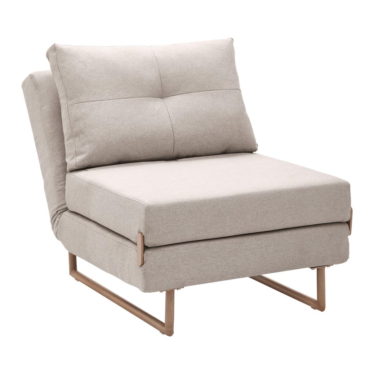 Schlafsessel Malic Beige Webstoff - Eichefarben/Beige, Modern, Textil/Metall (80/84/90cm) - Bessagi Home