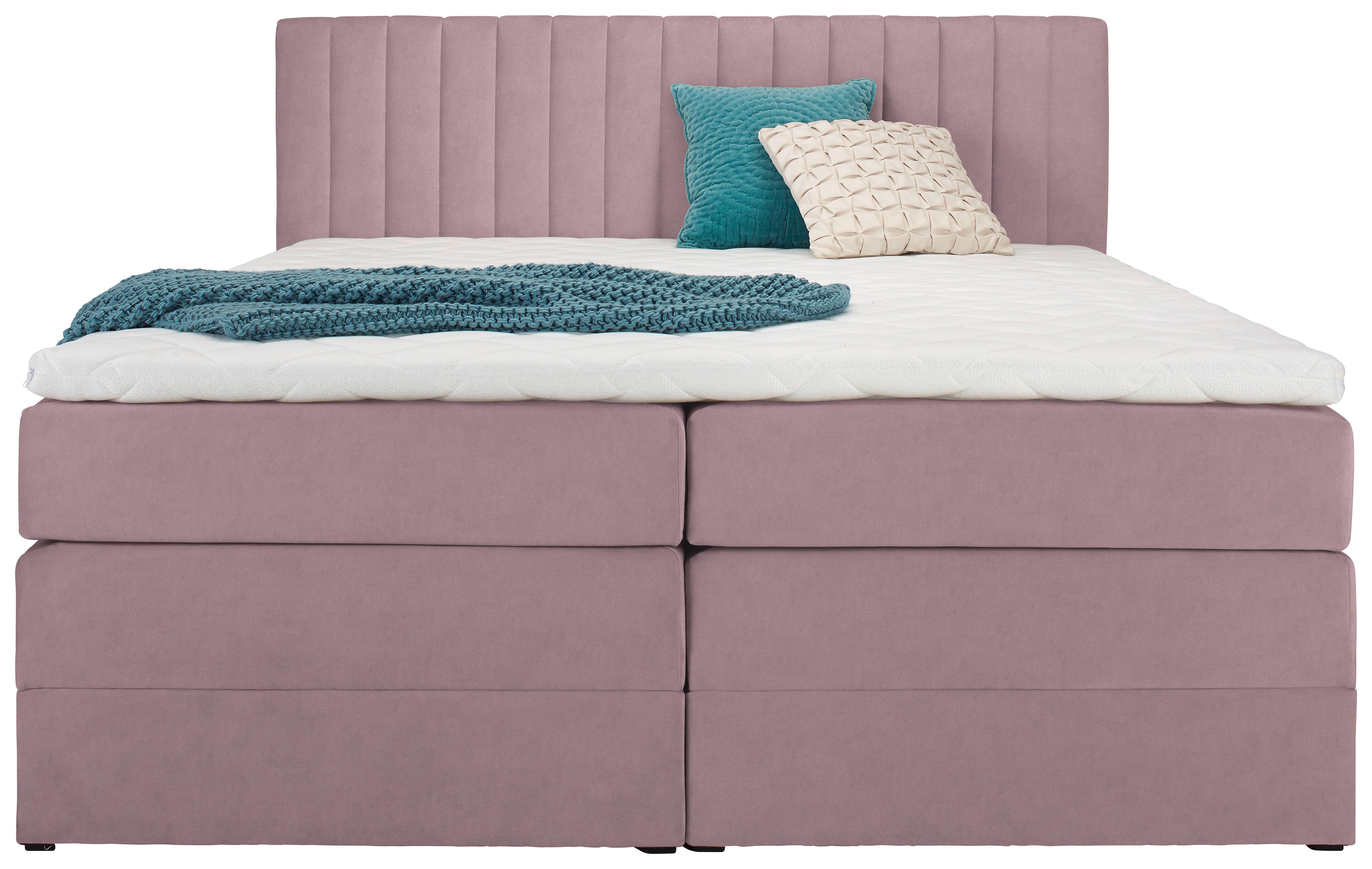 Postelja Boxspring Simon, Rožnata, 180x200 - črna/barve bezga, Konvencionalno, umetna masa/tekstil (180/200cm) - Premium Living