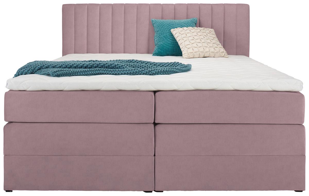 Boxspringbett Simon in Flieder ca. 180x200cm - Flieder/Schwarz, KONVENTIONELL, Holz/Kunststoff (180/200cm) - Premium Living
