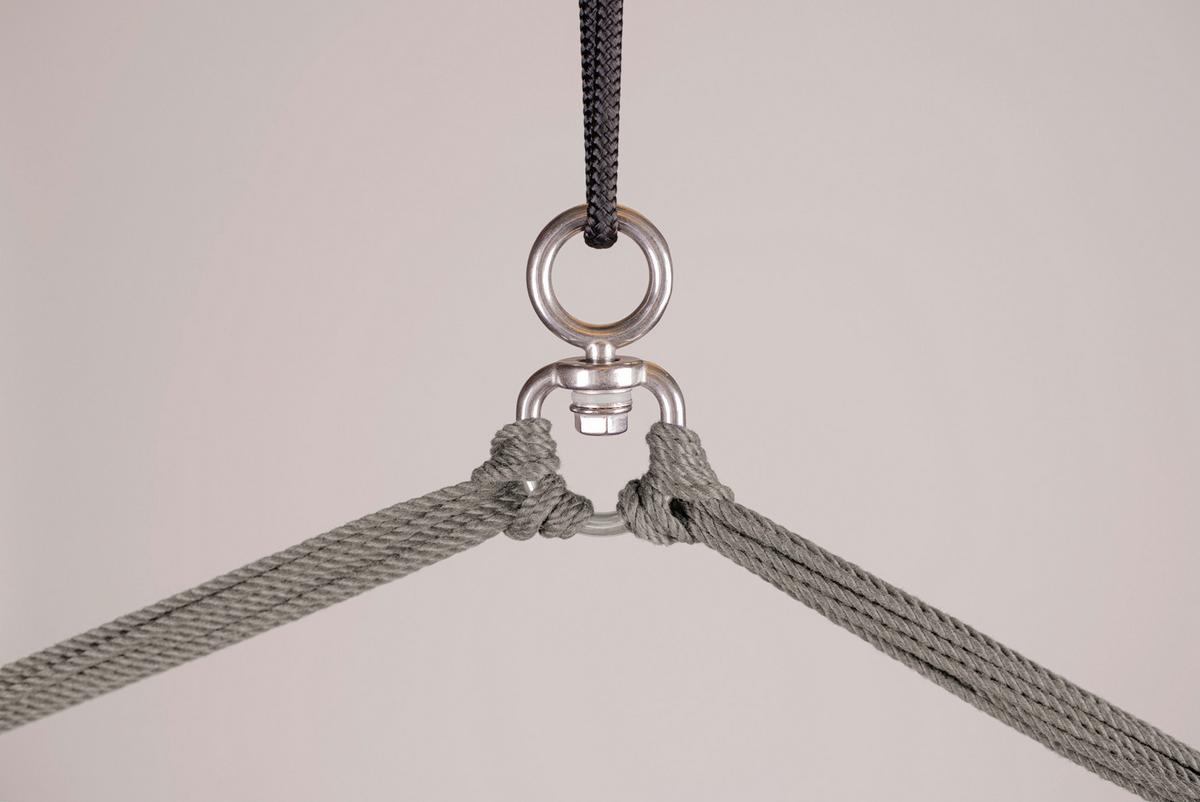 Hängesessel Comfort Hammock Echtholz Weiß/Hellgrau - Hellgrau/Weiß, KONVENTIONELL, Holz/Textil (110/160/180cm) - La Siesta