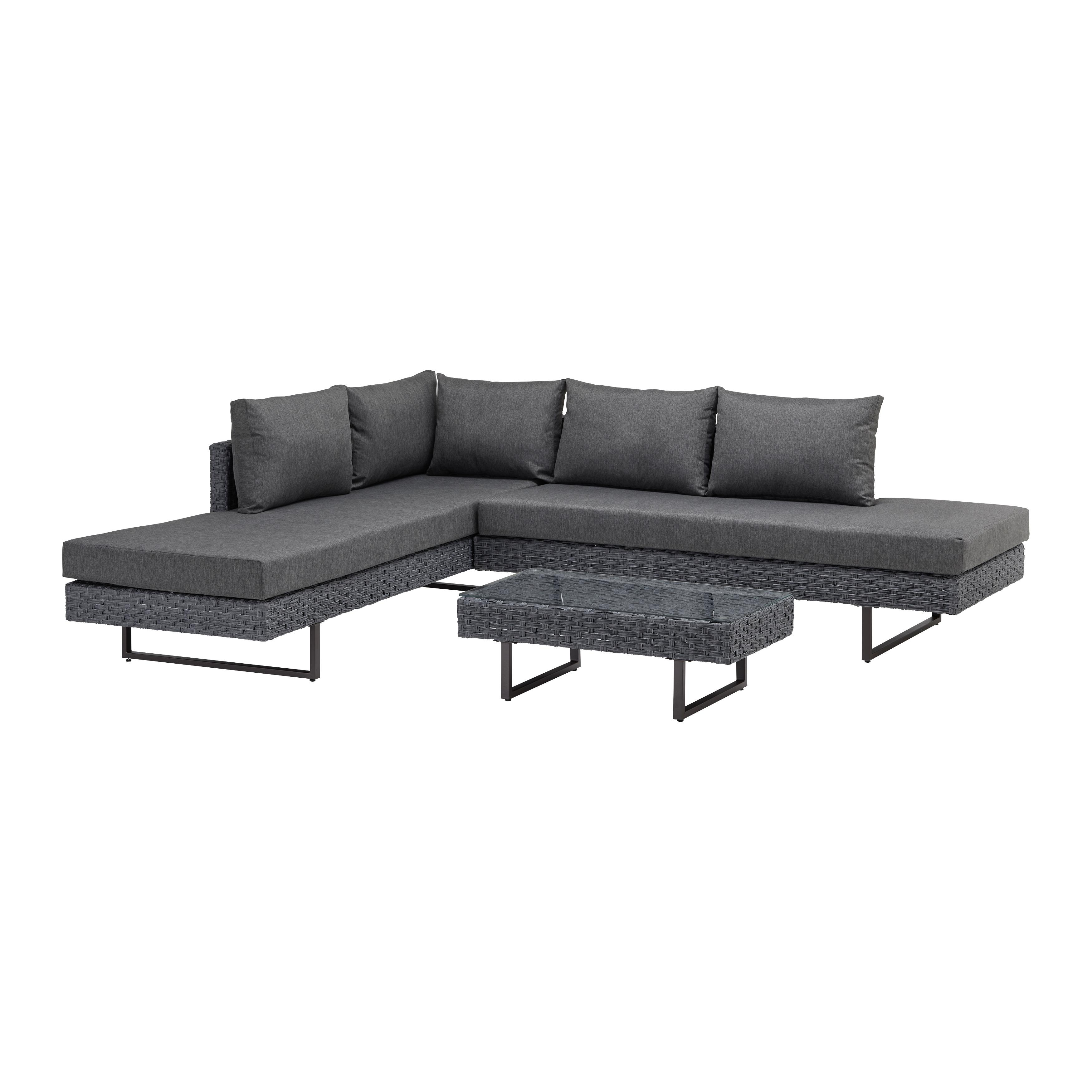 Lounge Garnitúra Raffaela - Szürke, modern, Műanyag/Üveg (207/64/75cm) - Bessagi Garden