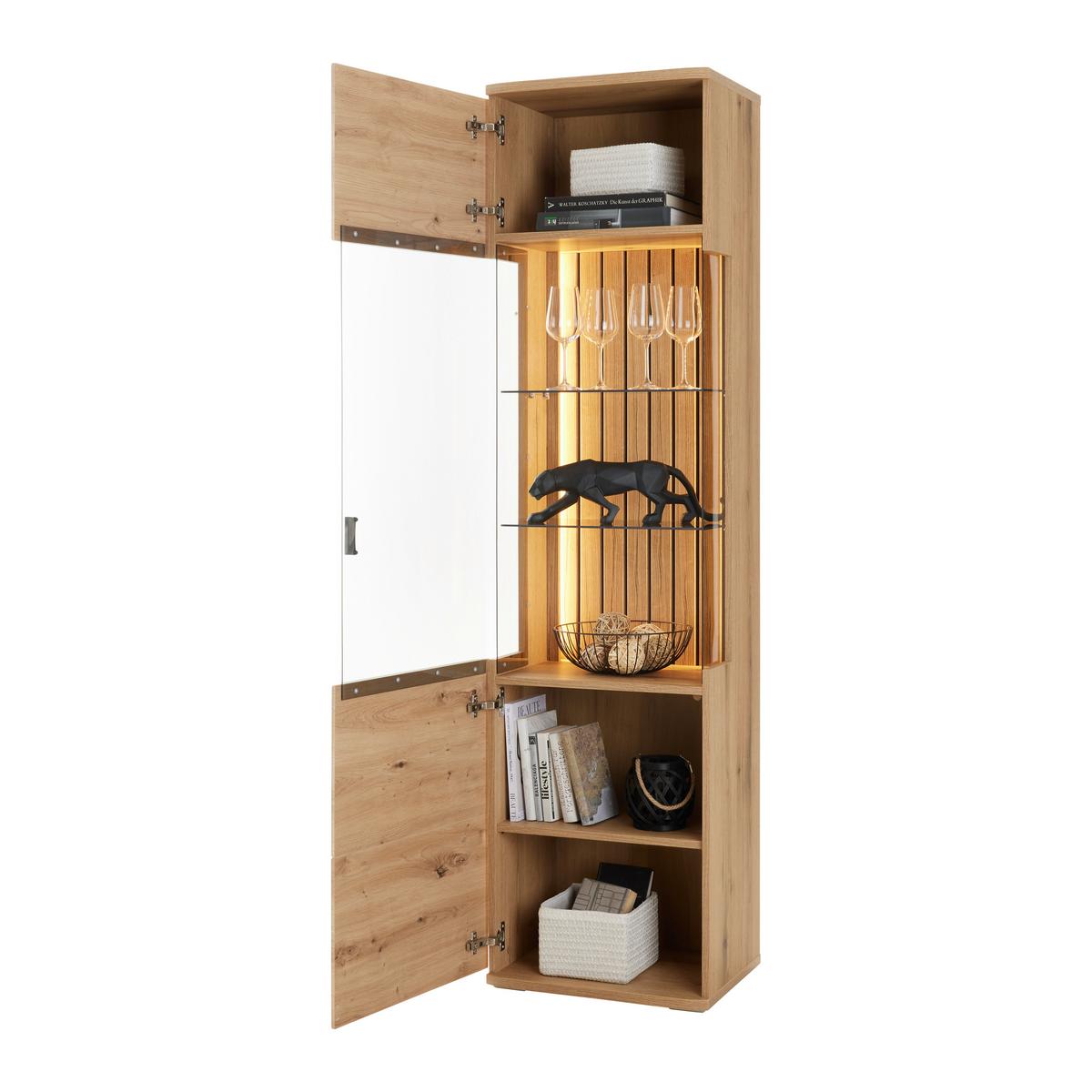 Vitrina Fortuna - antracit, Moderno, kovina/steklo (50/191/38cm) - Premium Living