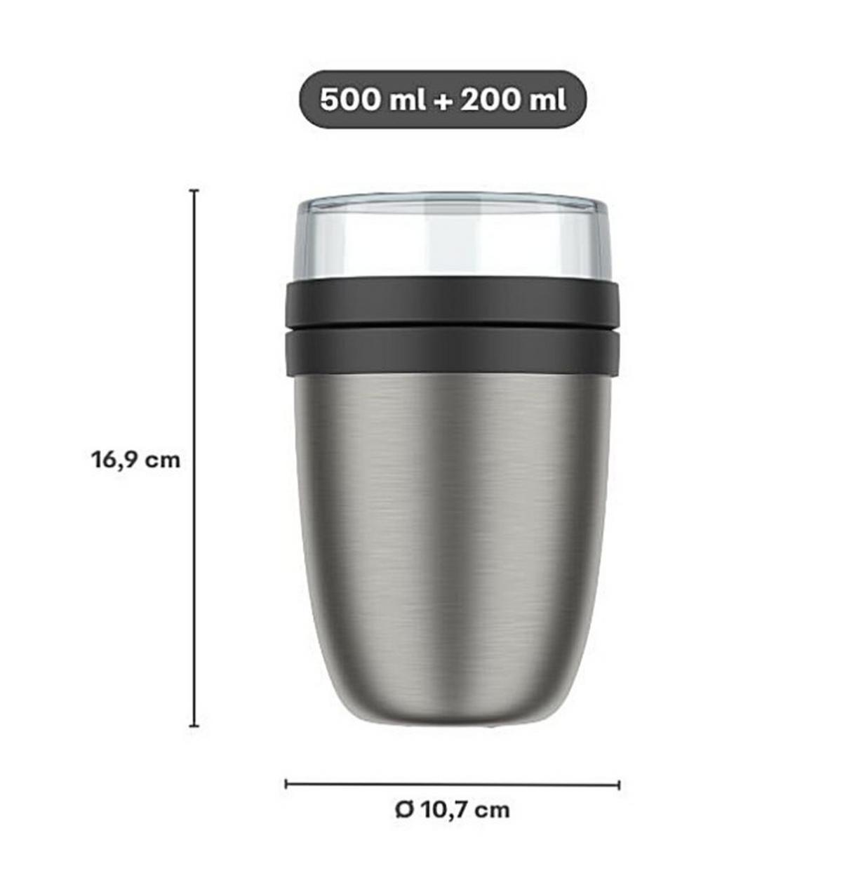 POJEMNIK TERMICZNY 107647040300 - kolor tytanowy, Basics, tworzywo sztuczne/metal (500ml) - Mepal