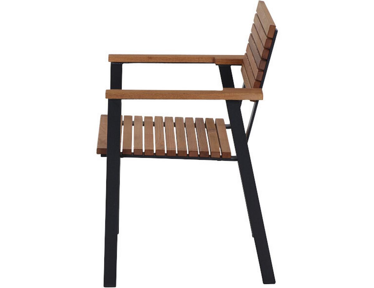 Gartensessel-Set Bozen 4-tlg. Echtholz/Schwarz - Naturfarben, Basics, Holz/Metall (60/83/58,5cm) - Siena Garden