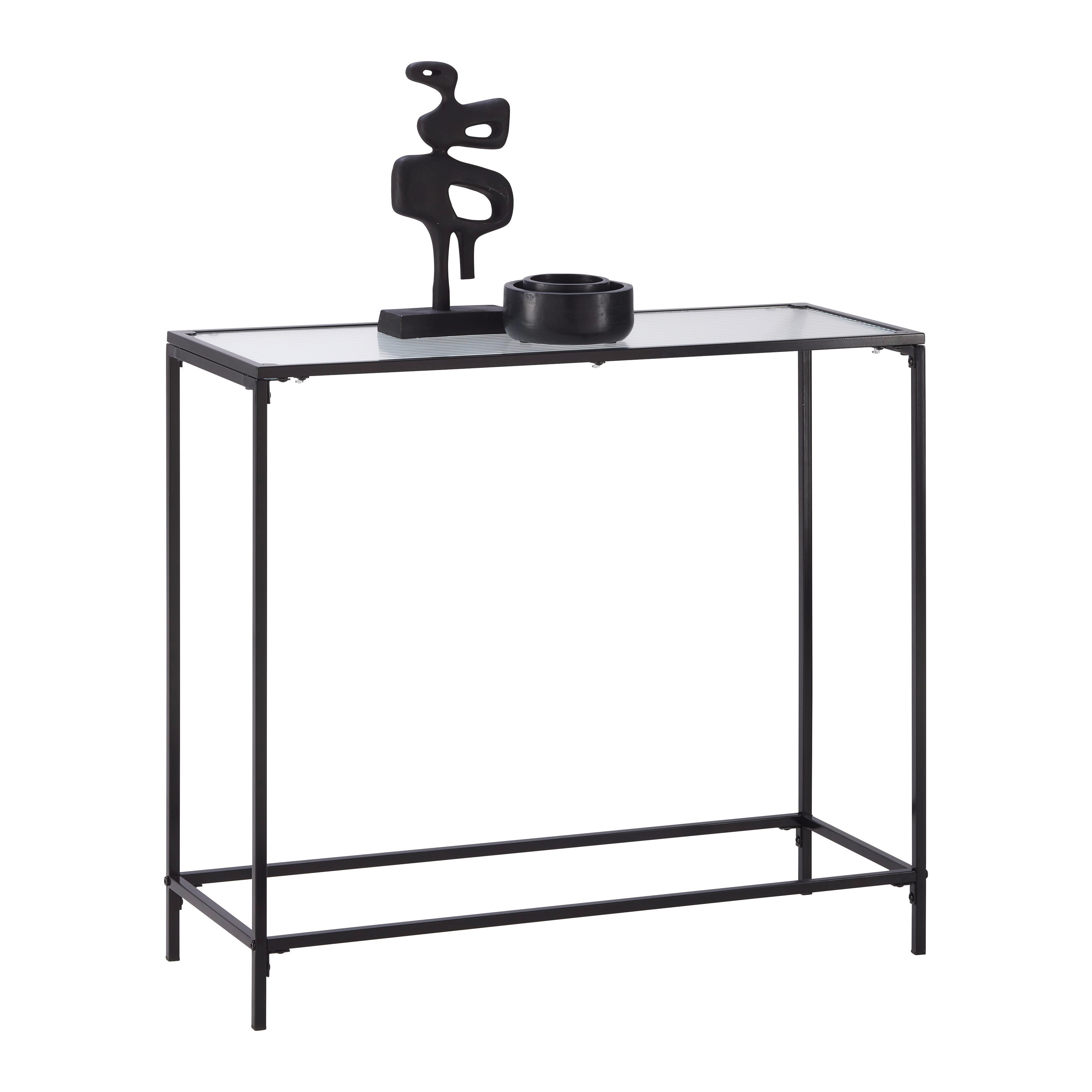Konzolna Mizica Shine - Exklusiv-, Steklo/črna - črna/prosojno, Moderno, kovina/steklo (80/70/30cm) - Mömax
