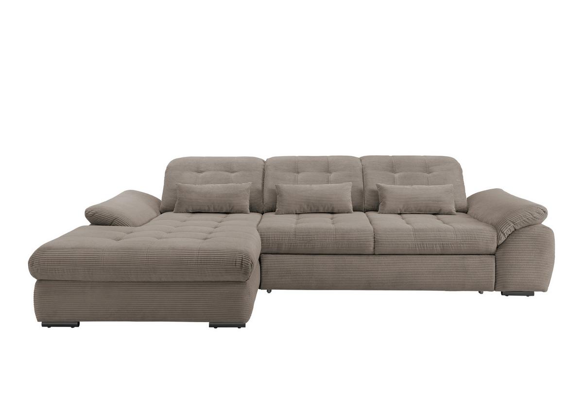 Ecksofa mit Bettkasten Rigatti ca. 184x314 cm Graubraun - Graubraun/Schwarz, MODERN, Textil/Metall (184/314cm) - Livetastic