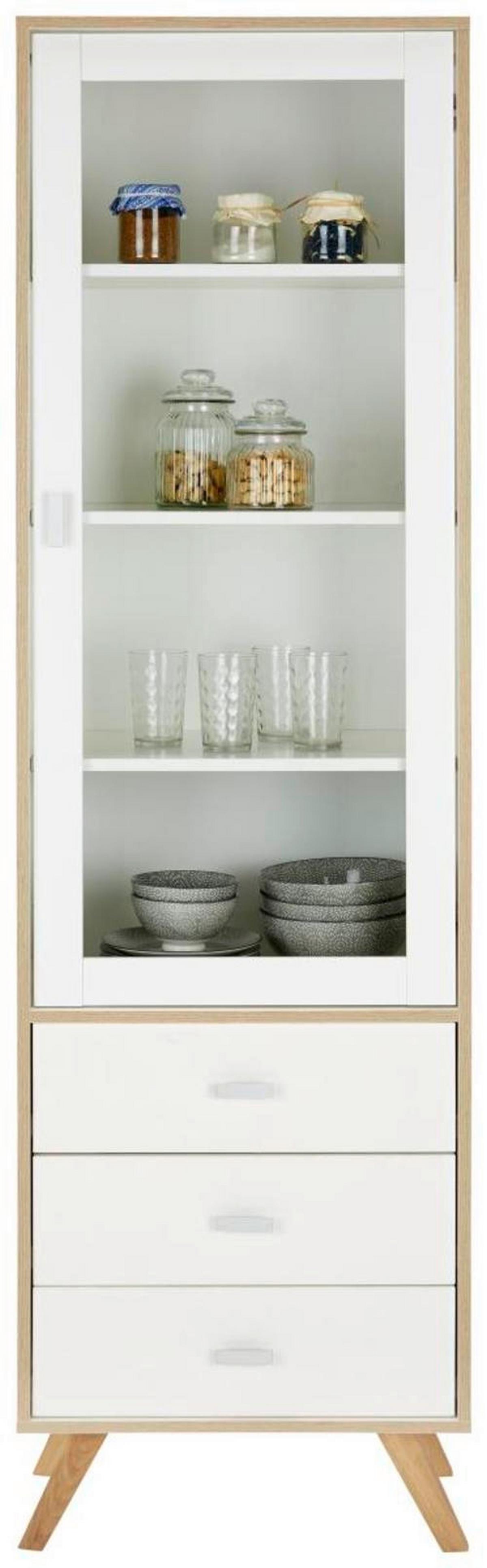Vitrine in Weiss - Weiss/Silberfarben, Modern, Glas/Holzwerkstoff (56 /200/40 cm) - Mömax